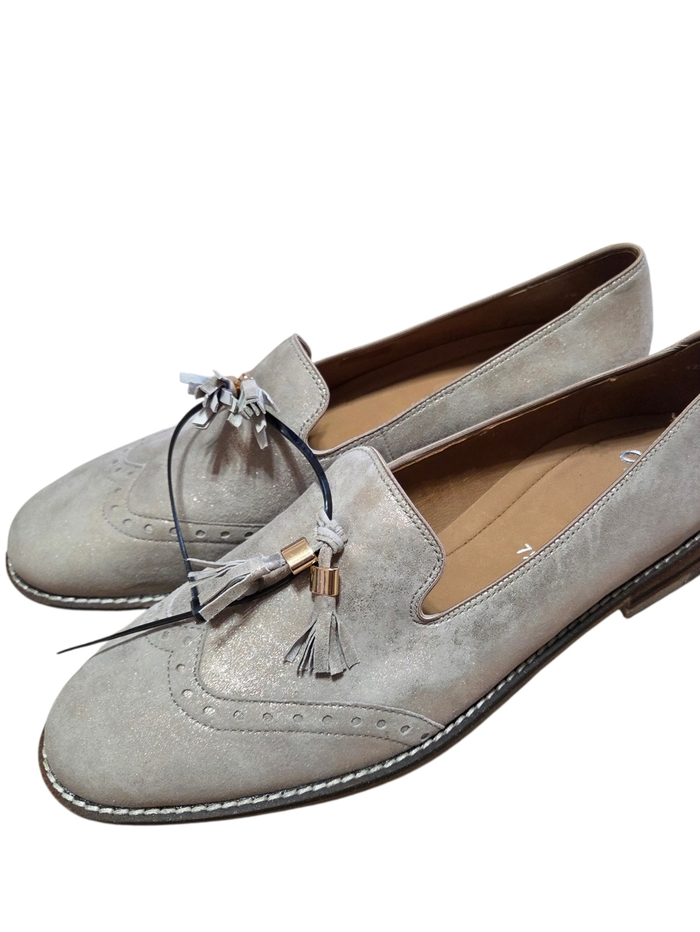 ARA New Classic Tassel Loafer Shoes Womens Size Us 10 Metallic Designer Luxury